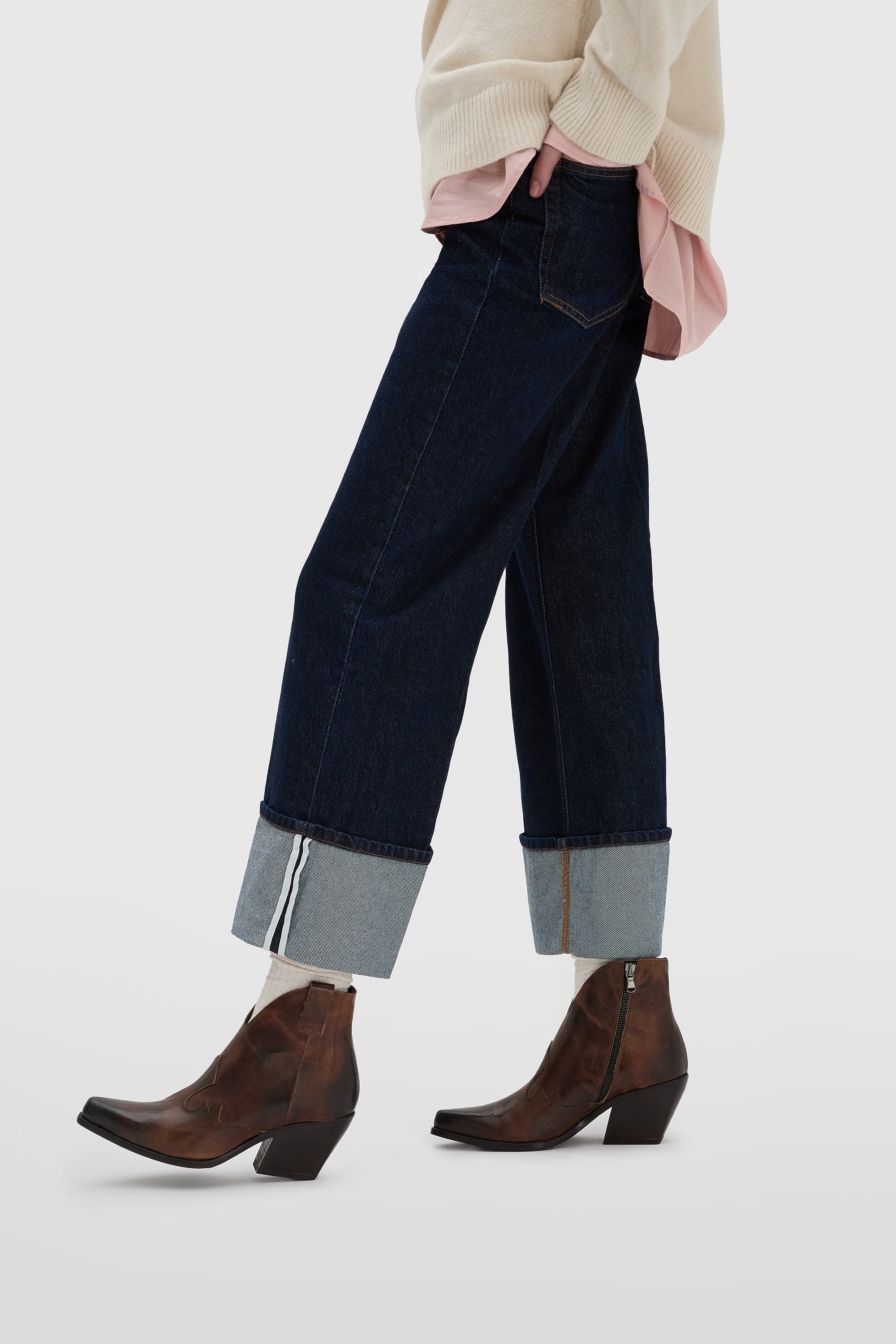 Camperos bottines en veau marron avec embout brûlé