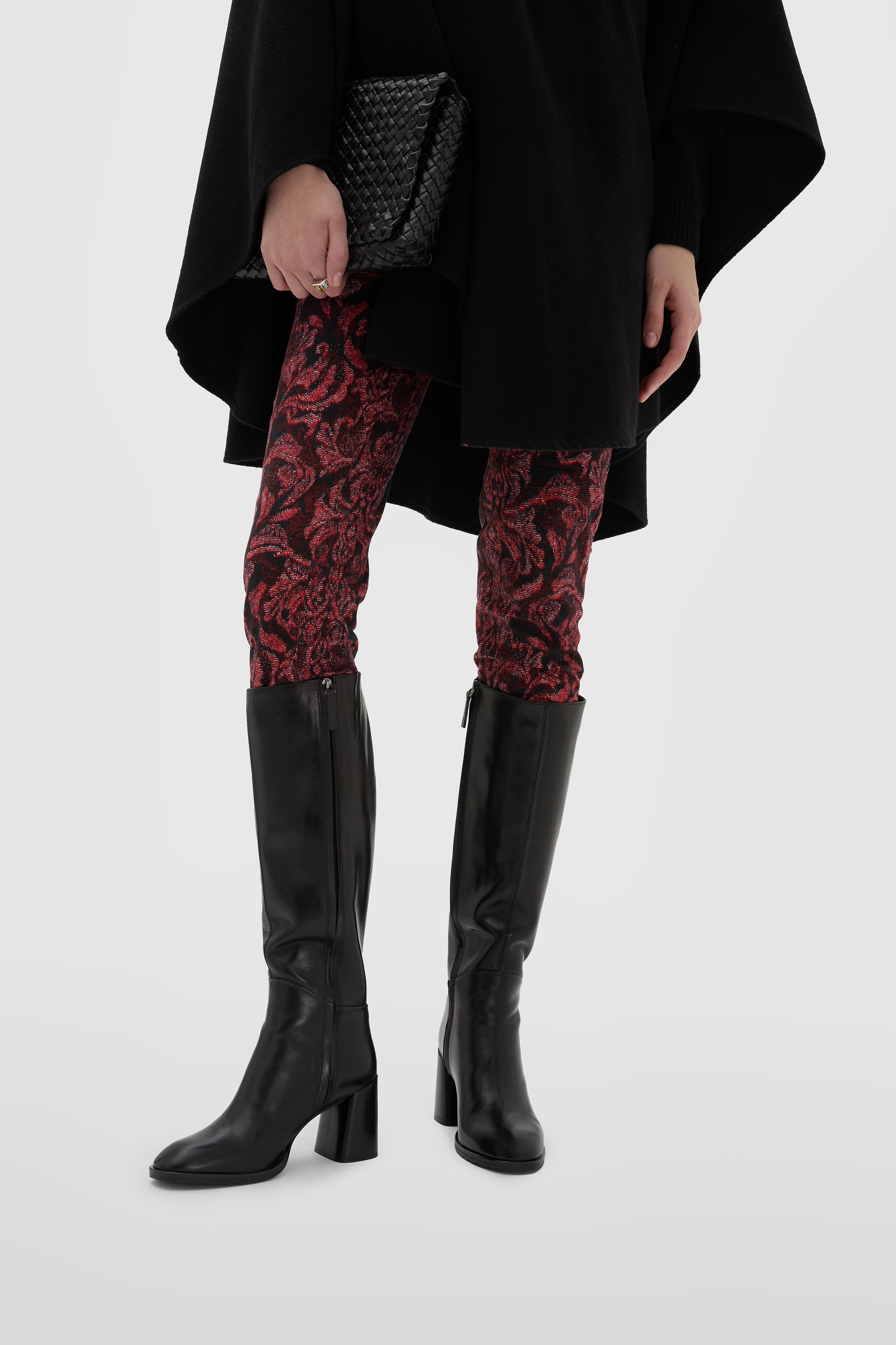 Botte en nappa noir avec talon bloc arrondi 70mm