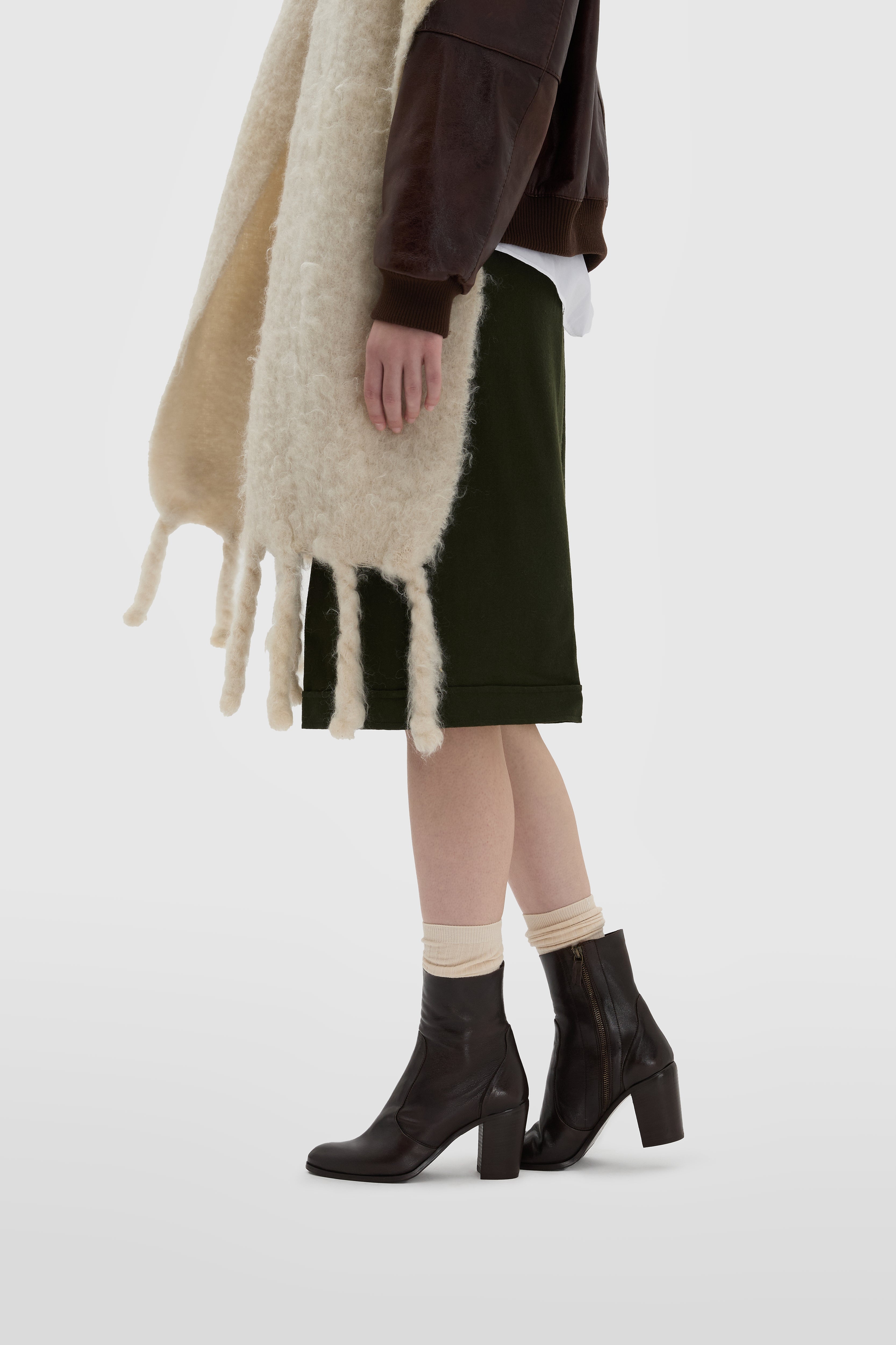 Bottine en nappa marron foncé avec guêtre non doublée