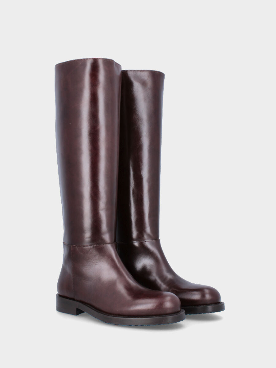 Stivale marrone in pelle modello cavallerizza