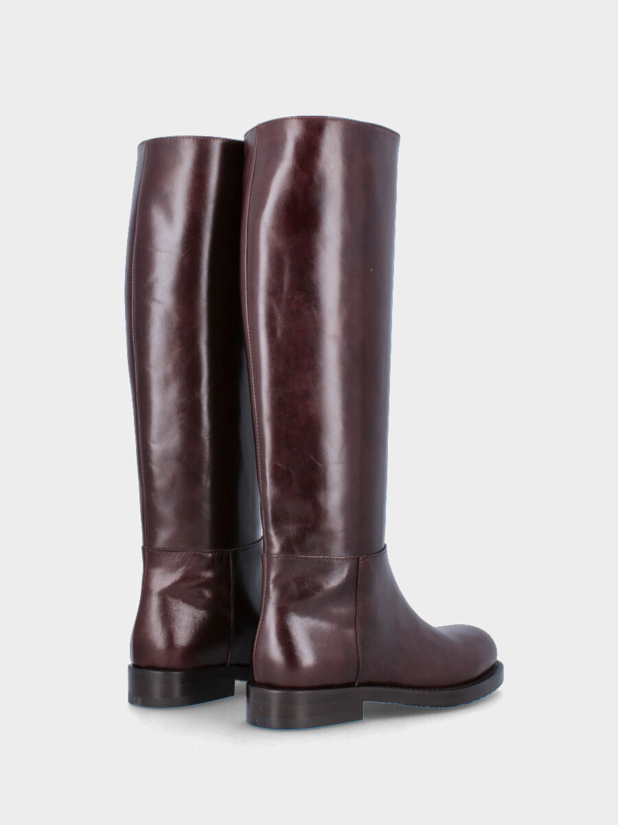 Stivale marrone in pelle modello cavallerizza