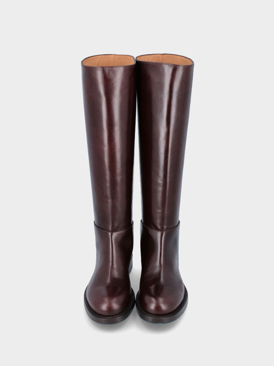 Stivale marrone in pelle modello cavallerizza