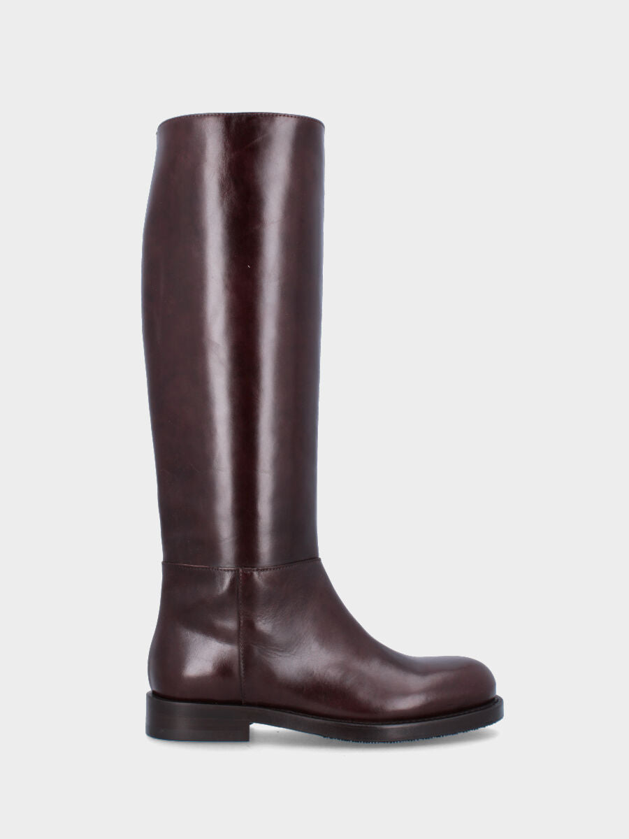 Stivale marrone in pelle modello cavallerizza