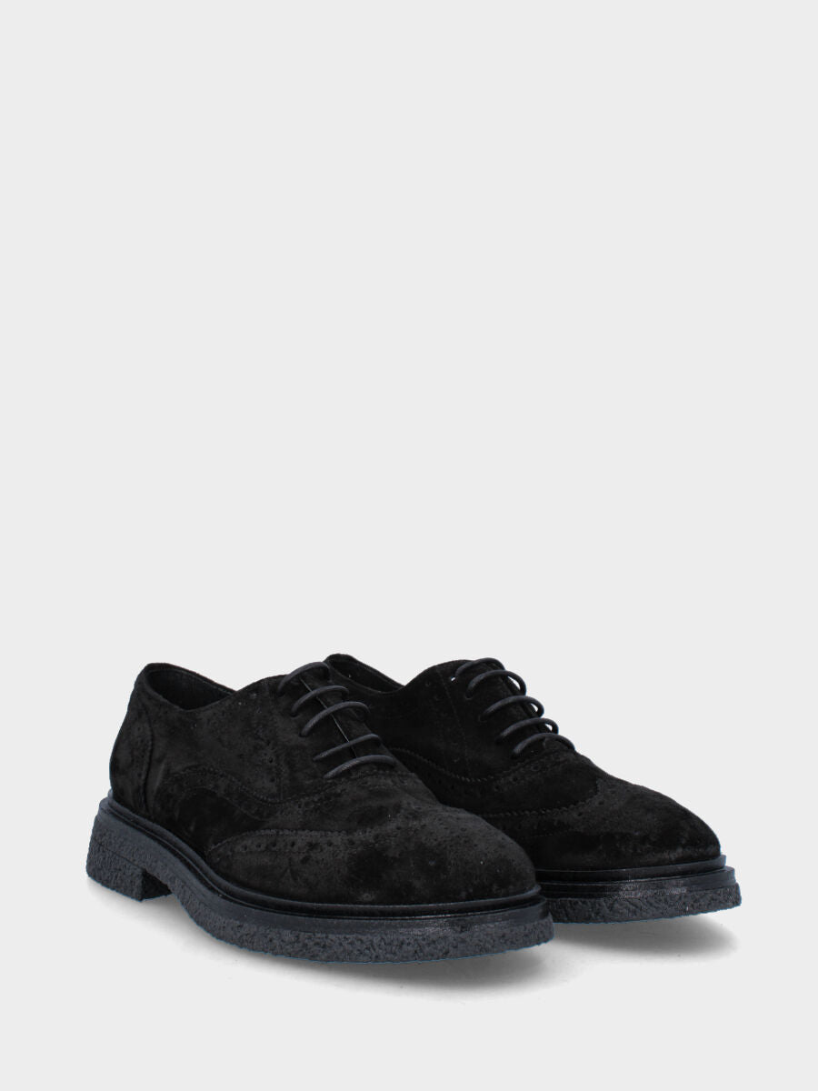 Francesina nera in pelle con lavorazione full brogue