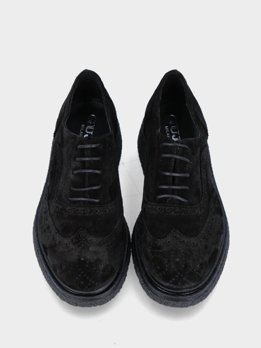 Francesina nera in pelle con lavorazione full brogue