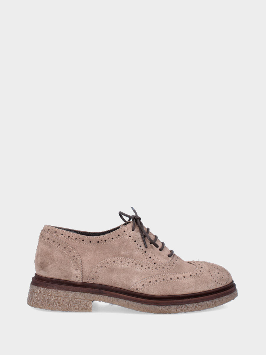 Francesina beige in pelle con lavorazione full brogue