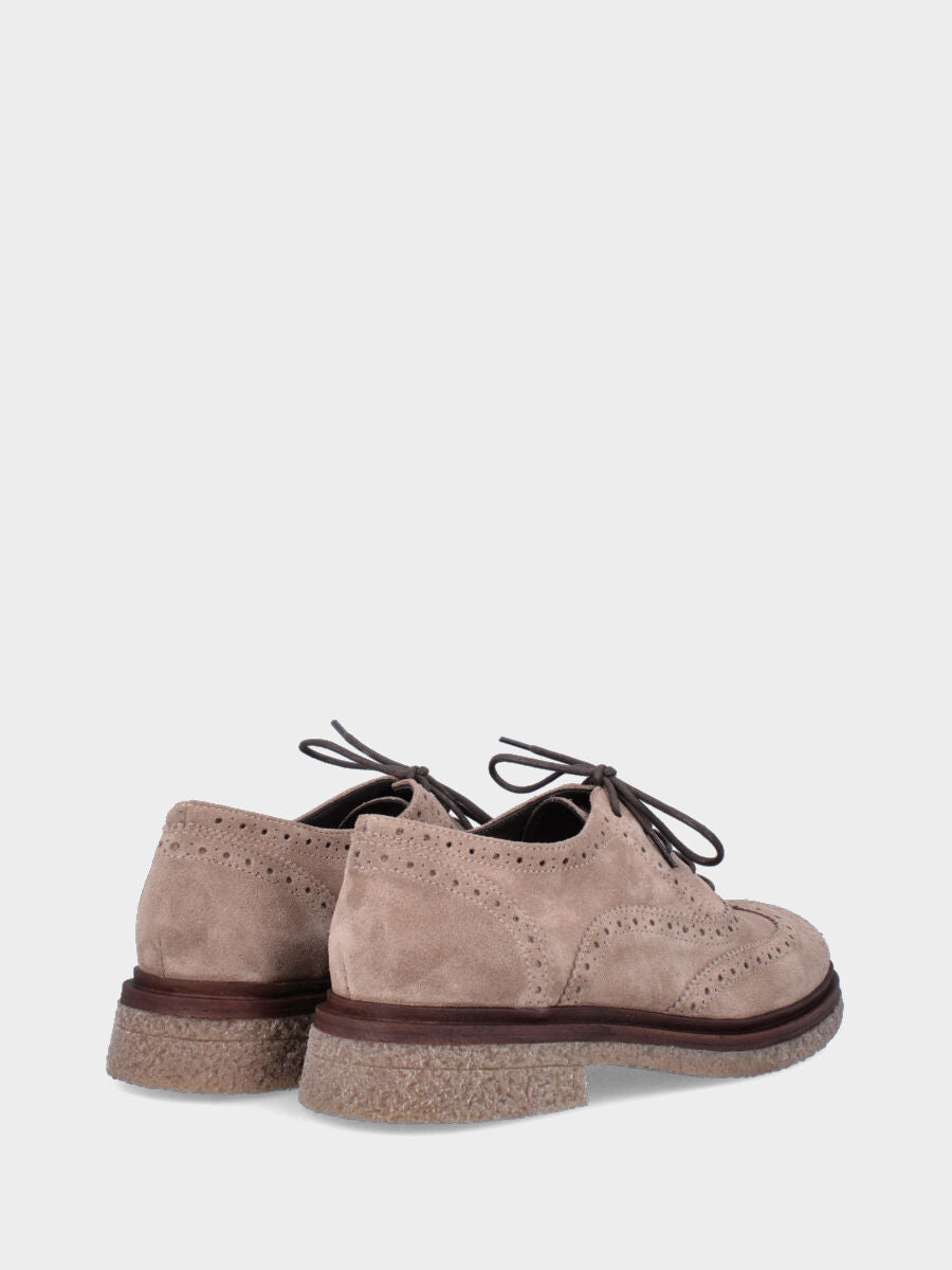Francesina beige in pelle con lavorazione full brogue