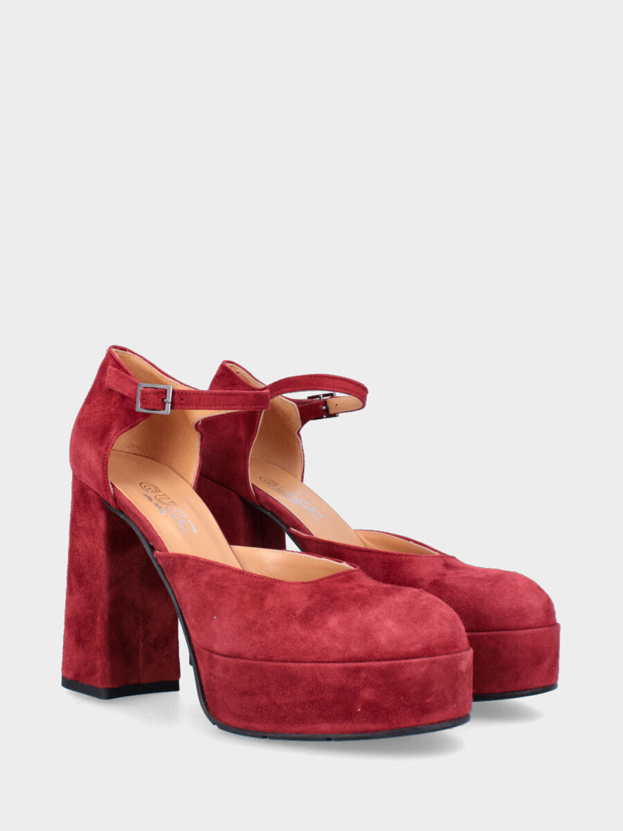 Sandalo monoblocco in vitello rosso con fascia ripiegata
