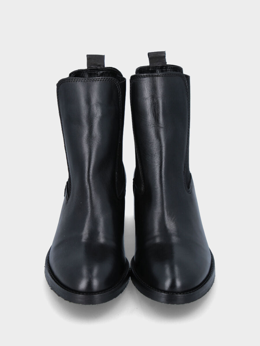 beatle tacco 30mm, punta tonda, in vitello, suola gomma