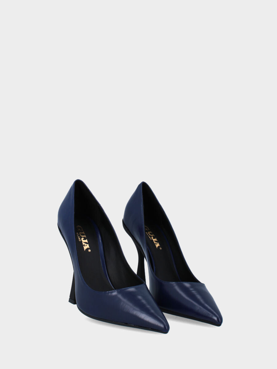 Purple leather pumps with hollow thin heel