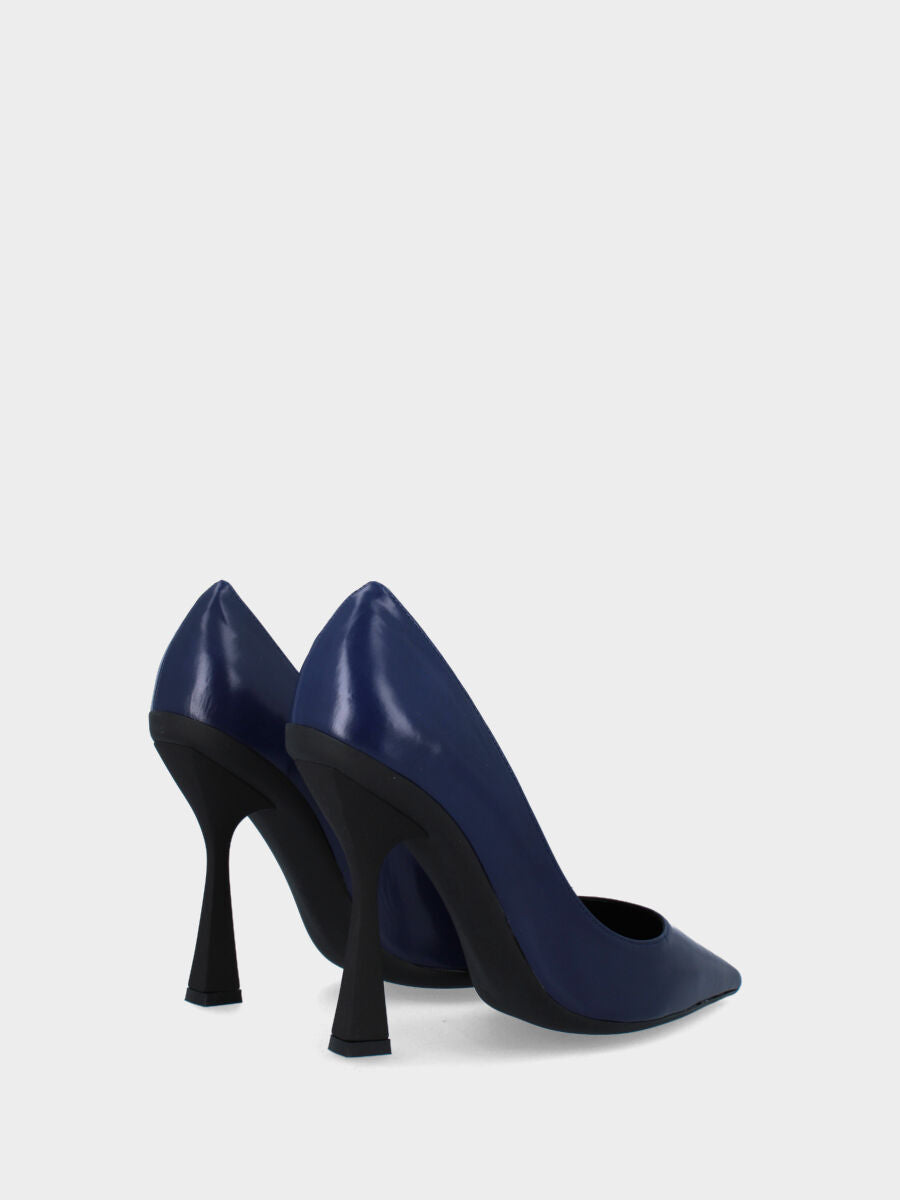 Purple leather pumps with hollow thin heel