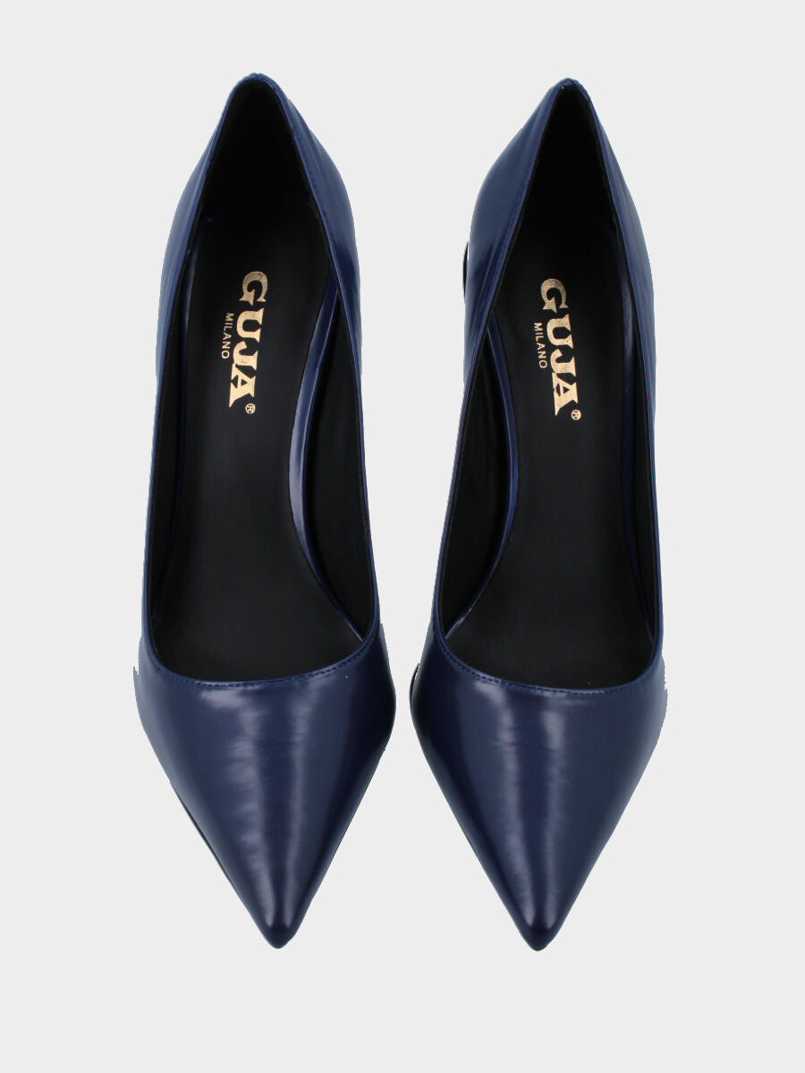 Purple leather pumps with hollow thin heel