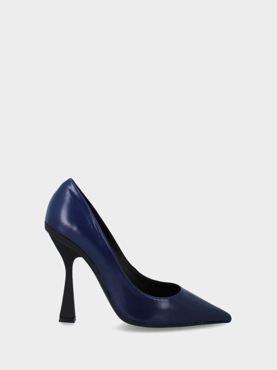 Purple leather pumps with hollow thin heel