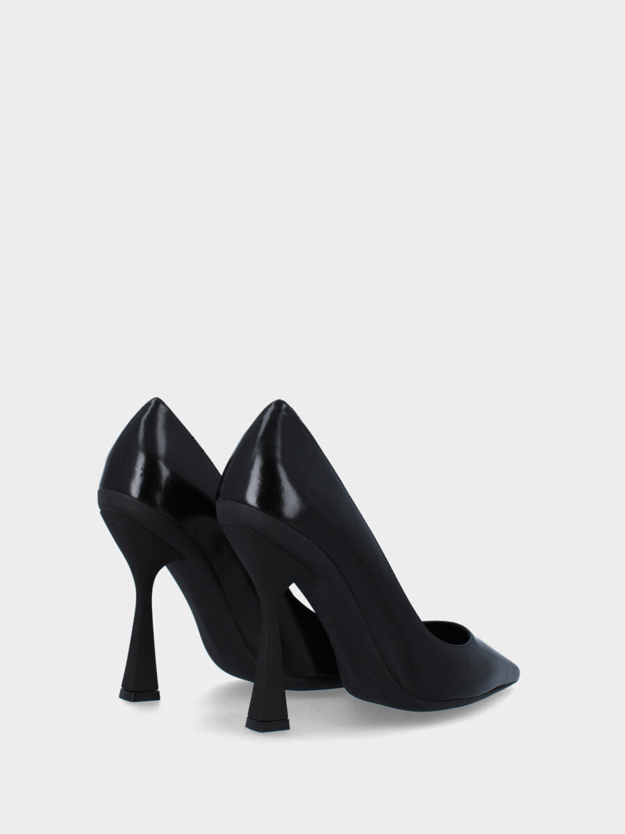 Schwarze Pumps aus Leder mit dünnem, hohlem Absatz