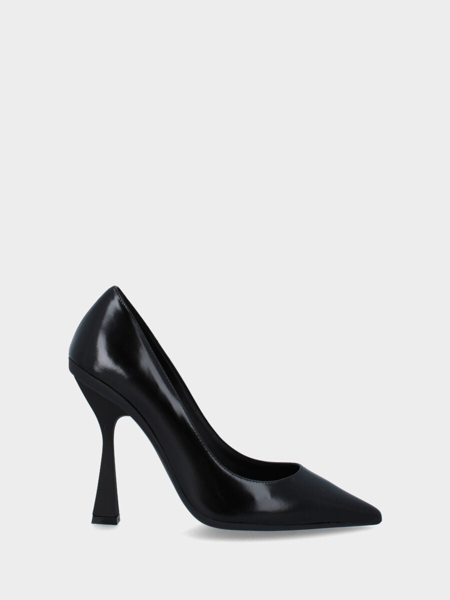 Schwarze Pumps aus Leder mit dünnem, hohlem Absatz