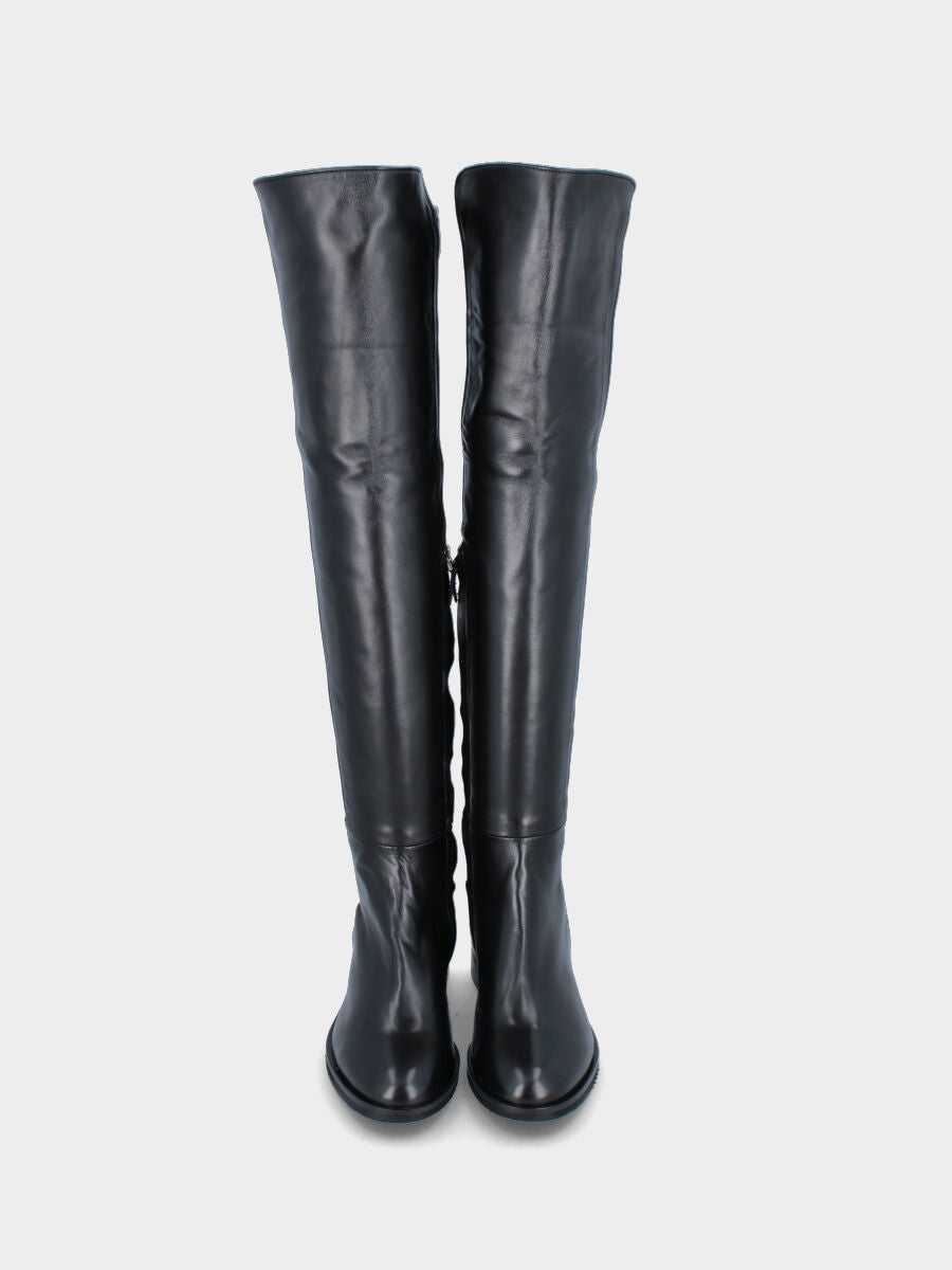 Black leather boot with eco-leather back