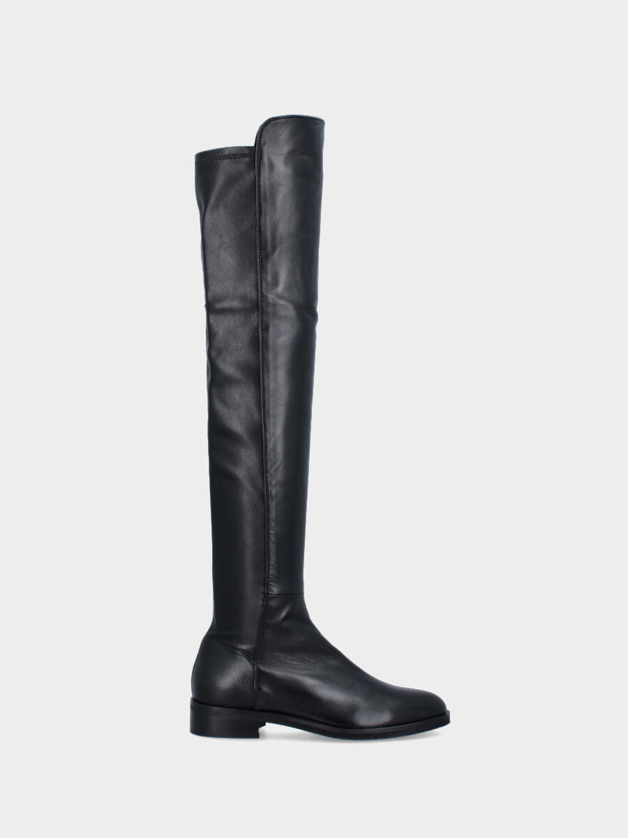 Stivale nero in pelle con retro in ecopelle