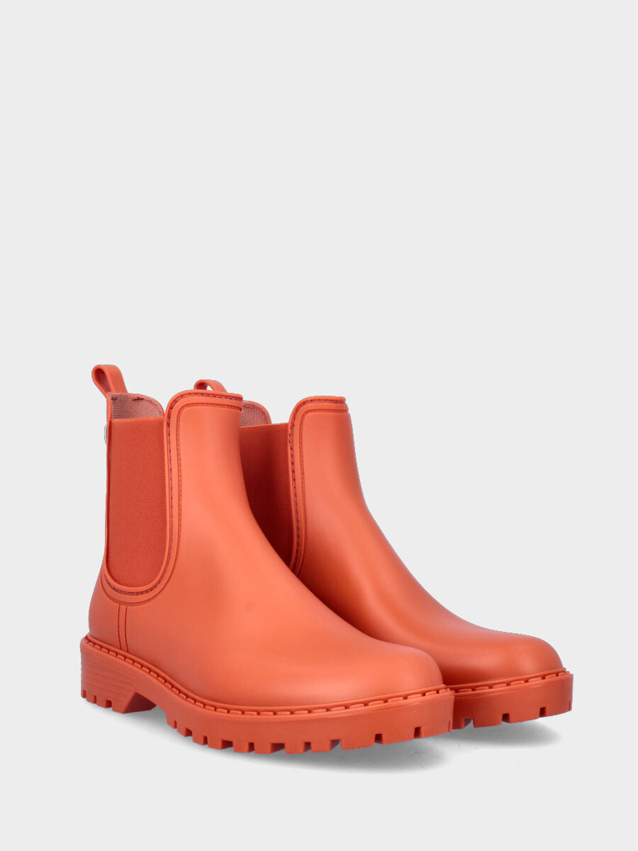 stivaletto beatle da pioggia, tacco 20, suola gomma carrarmato