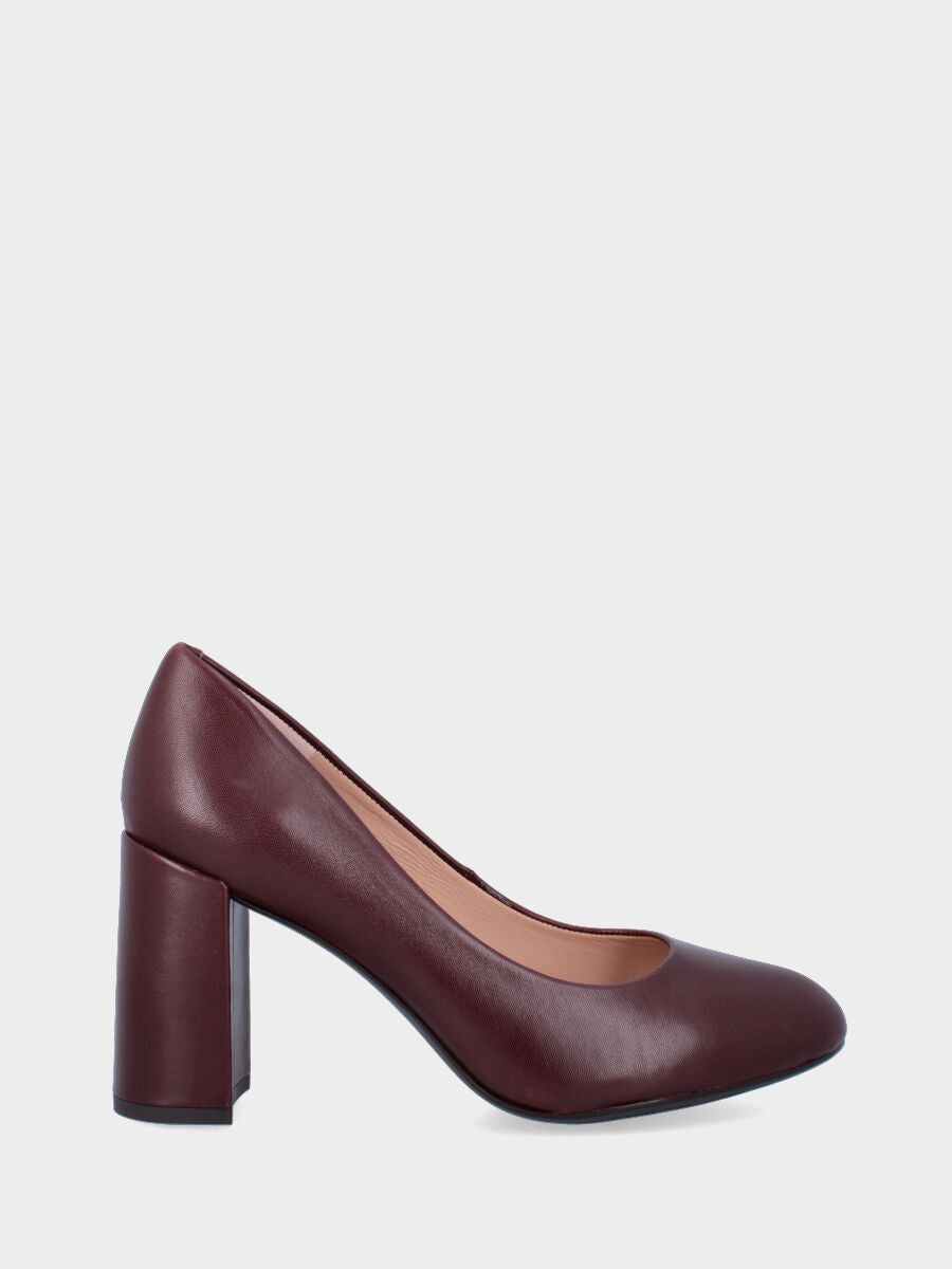 Décolleté rossa in pelle con tacco largo