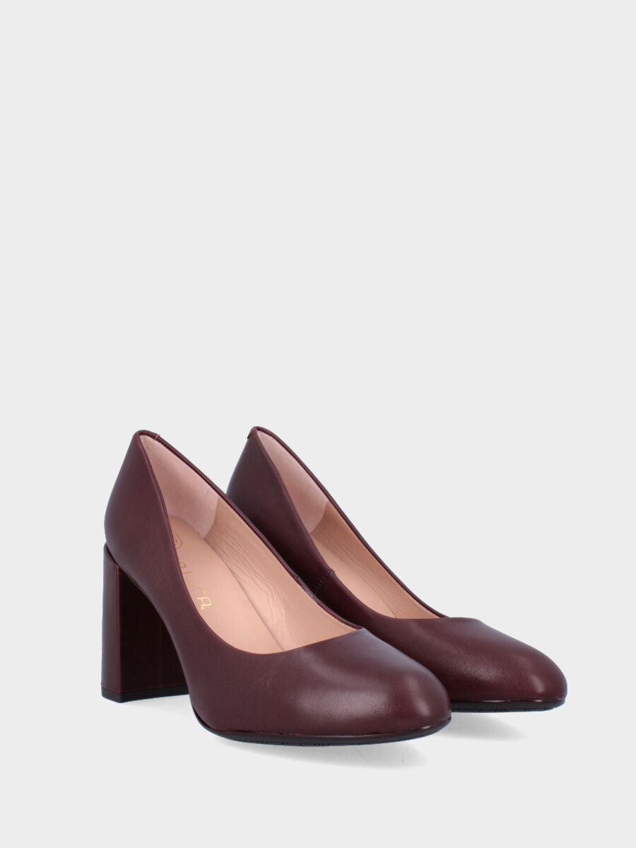 Décolleté rossa in pelle con tacco largo