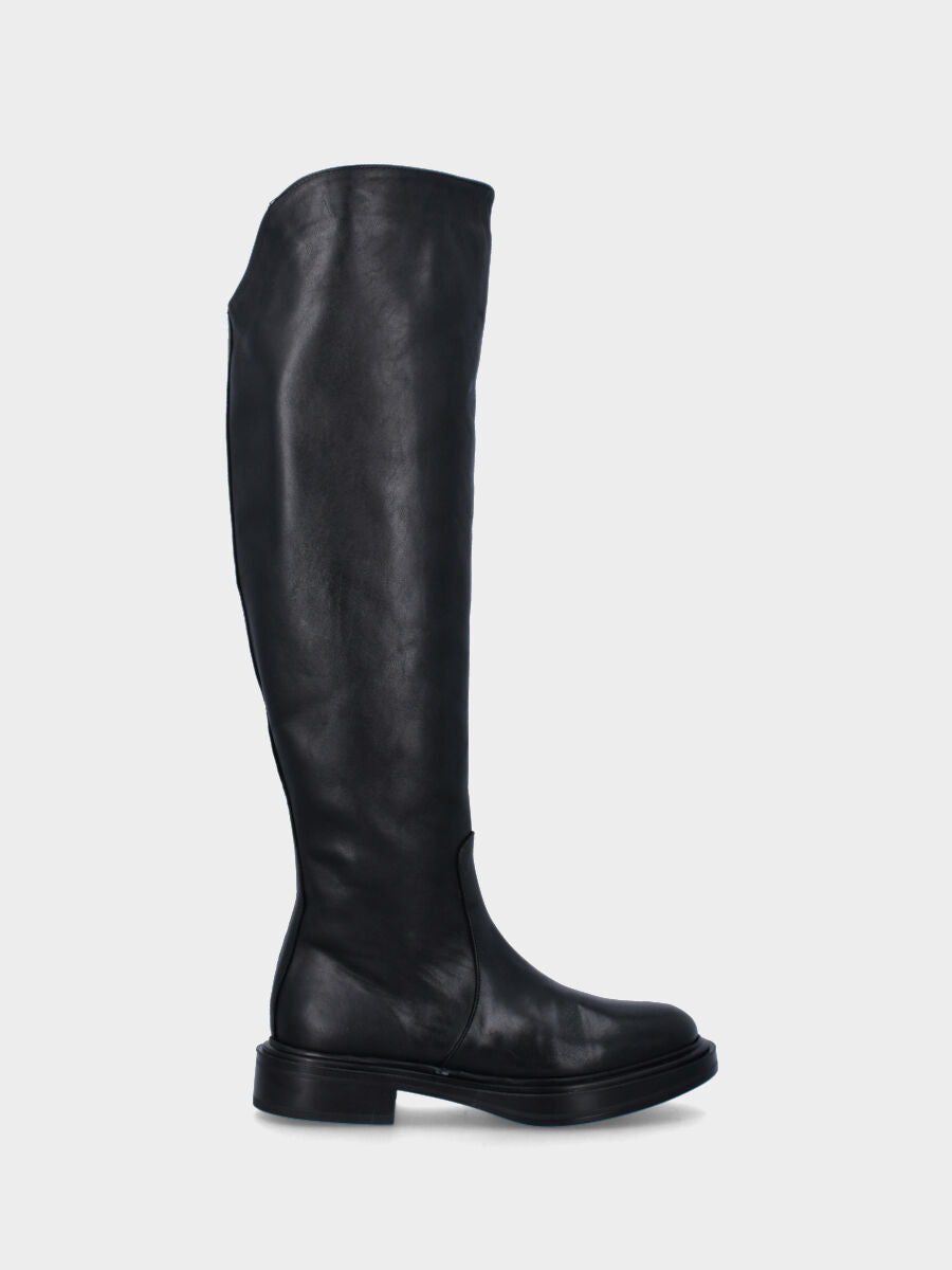 bottes à talon de 20 mm sur monobloc avec plateau de 10 mm, bout rond, tige arrondie en haut, semelle en caoutchouc lisse