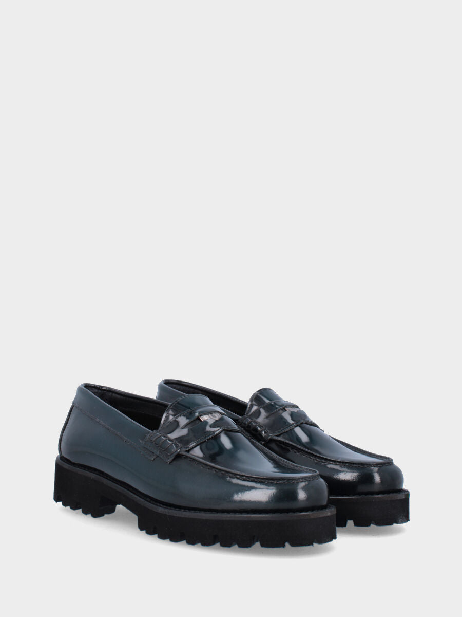 Mocassino verde in pelle modello Penny Loafer