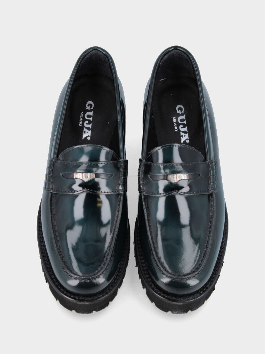 Mocassino verde in pelle modello Penny Loafer