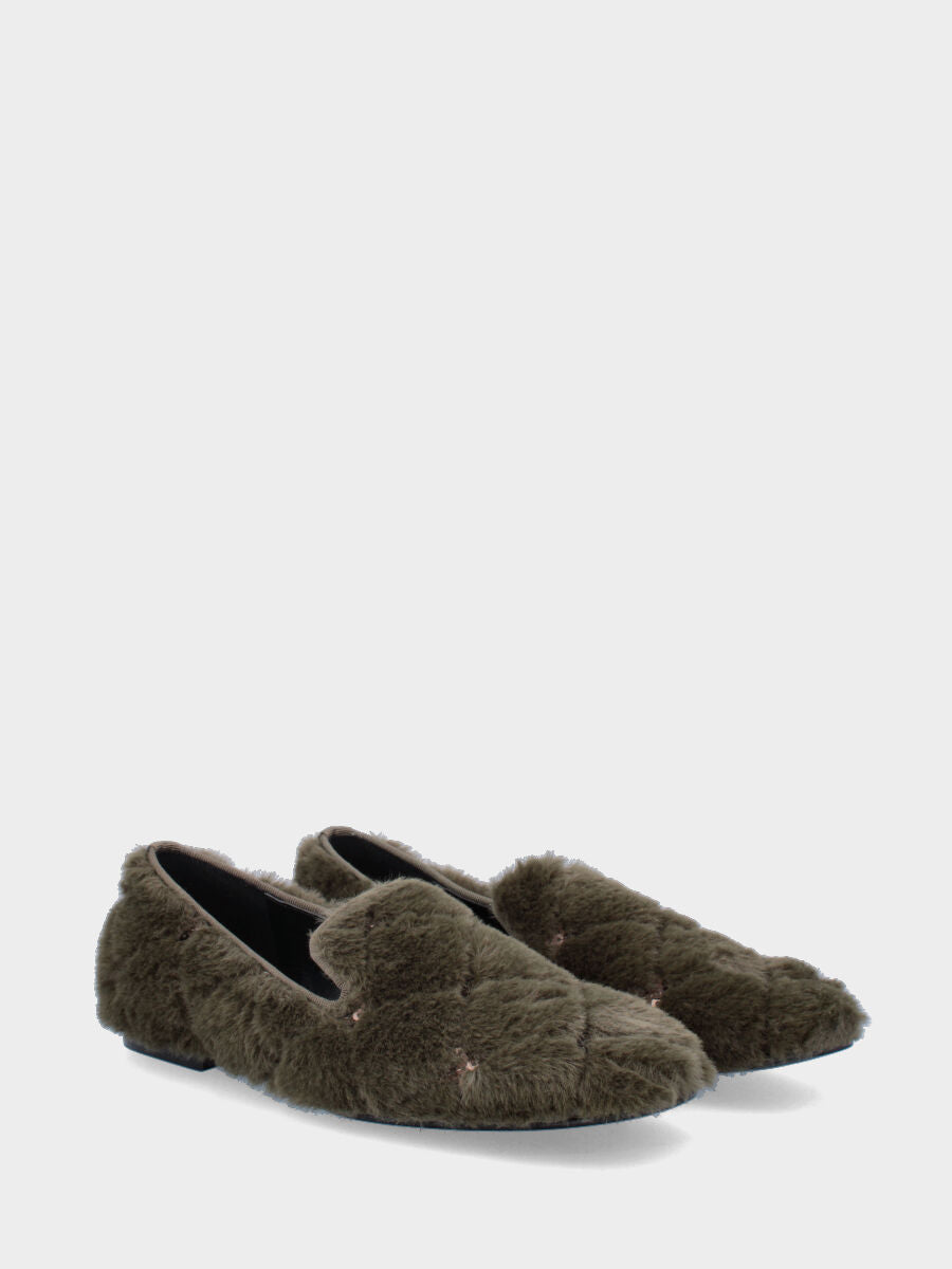 Green fabric slipper with sequins
