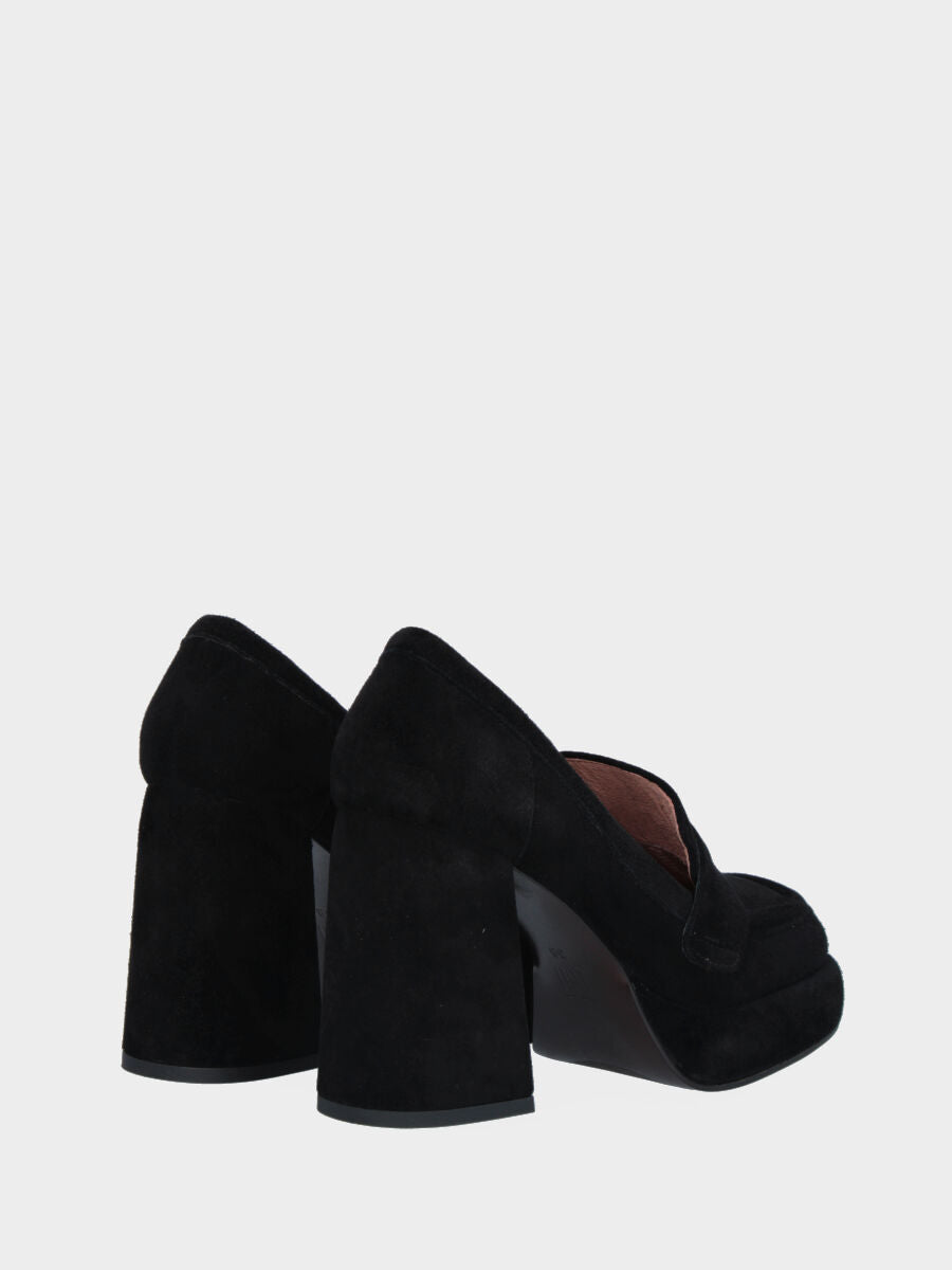 Mocassino nero in pelle con plateau