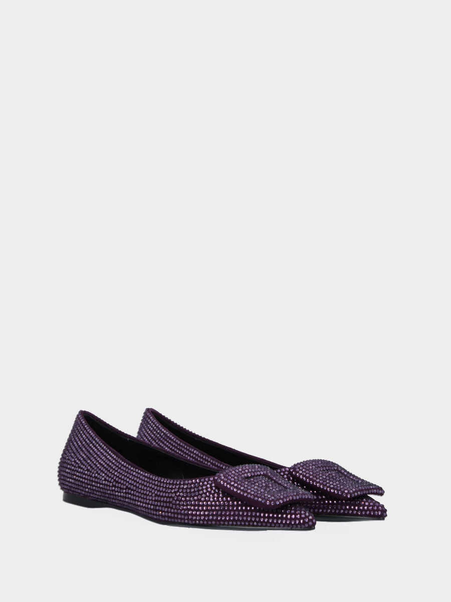 Ballerina viola con strass e accessorio geometrico