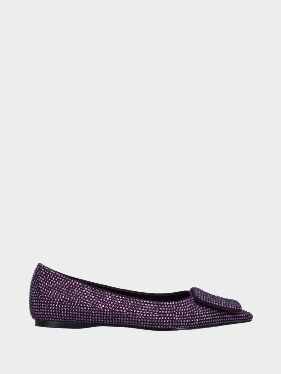 Ballerina viola con strass e accessorio geometrico