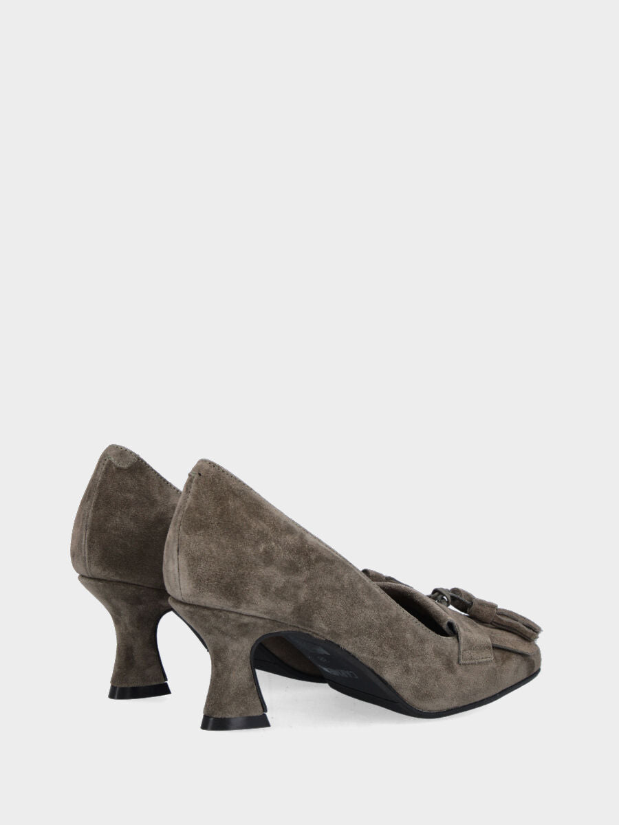 Mocassin vert en cuir avec franges