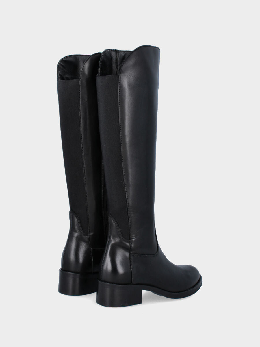 Stivale nero in pelle con banda elastica posteriore