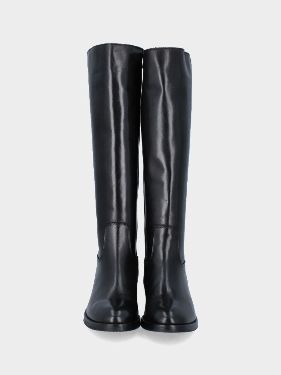 Stivale nero in pelle con banda elastica posteriore