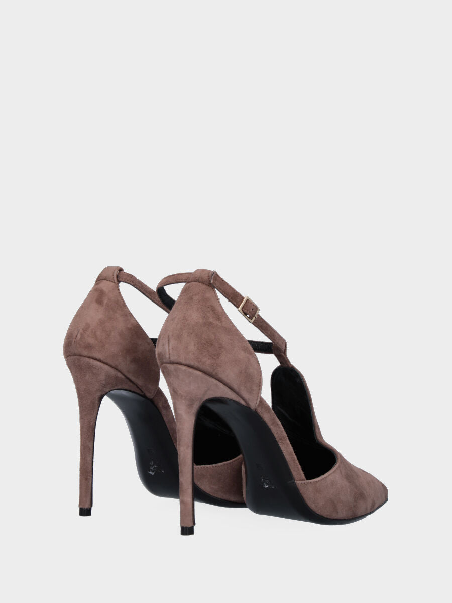 Escarpins beige en cuir avec rabat ouvert sur les côtés