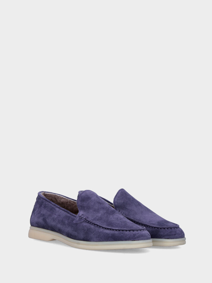 Mocassin violet en cuir avec doublure en fourrure