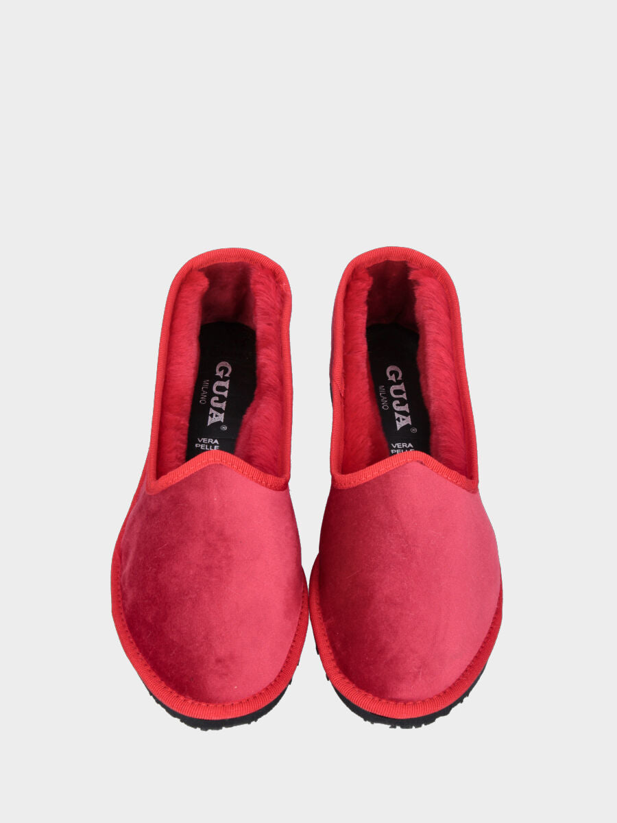 Sandalo monoblocco in vitello rosso con fascia ripiegata
