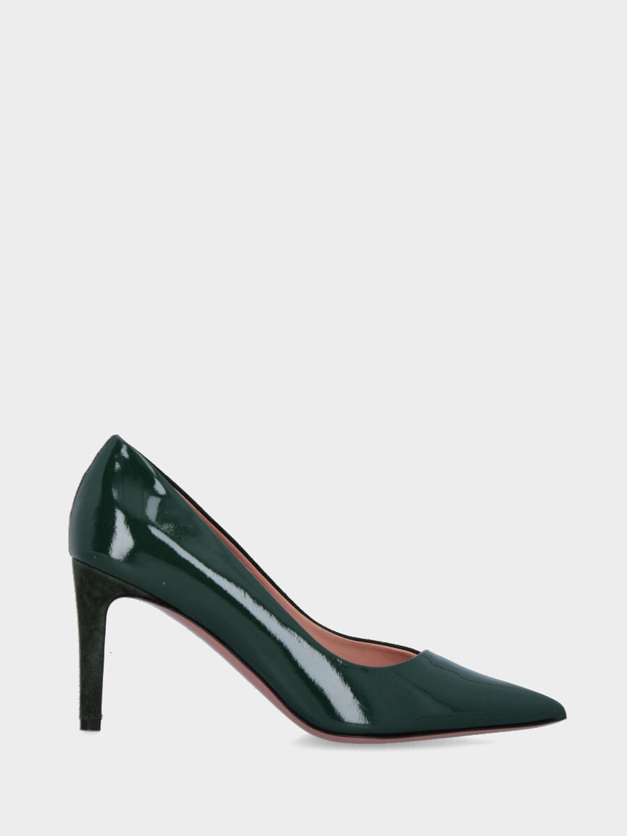 Sandalo monoblocco in vitello rosso con fascia ripiegata