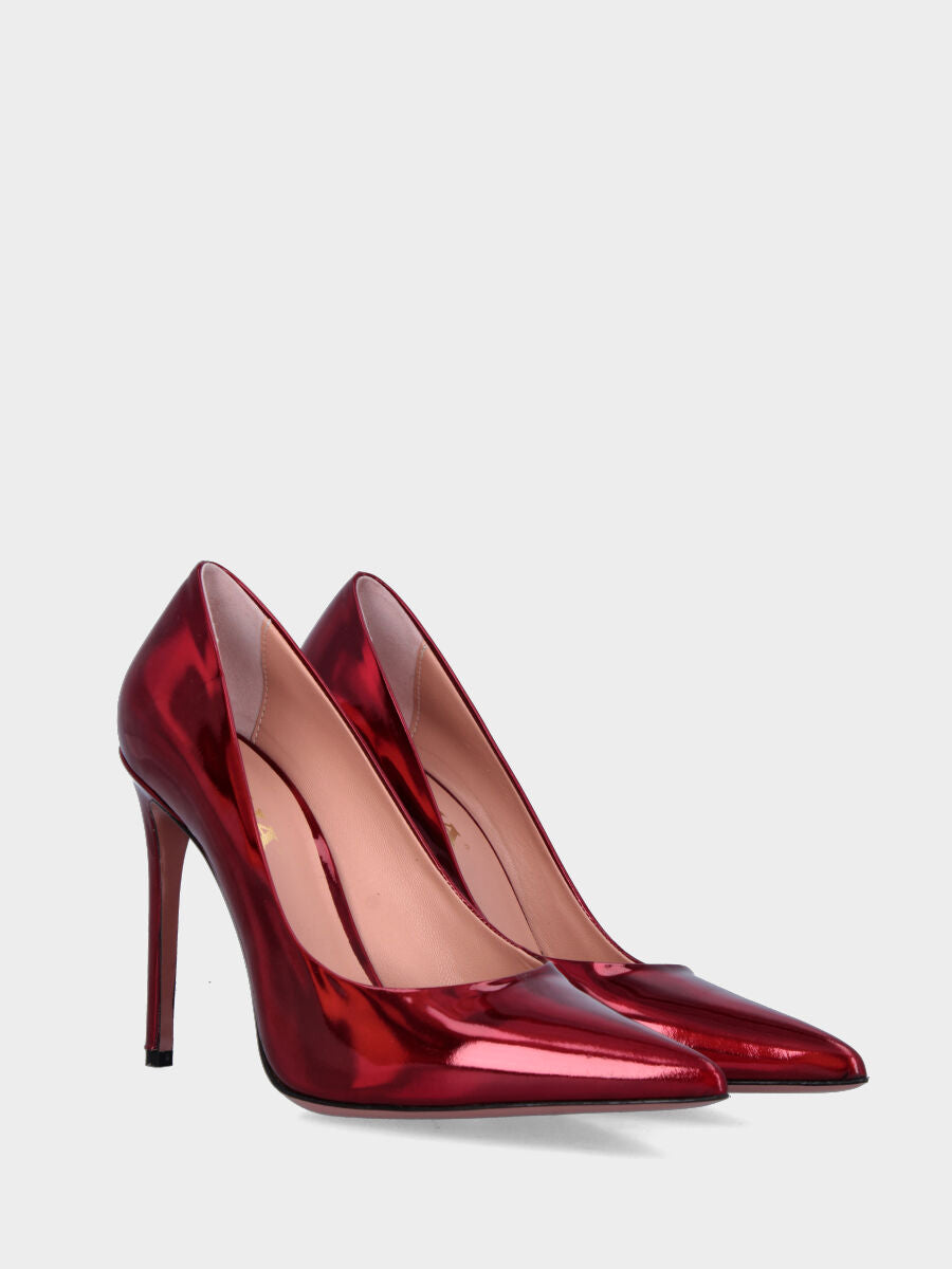 Sandalo monoblocco in vitello rosso con fascia ripiegata