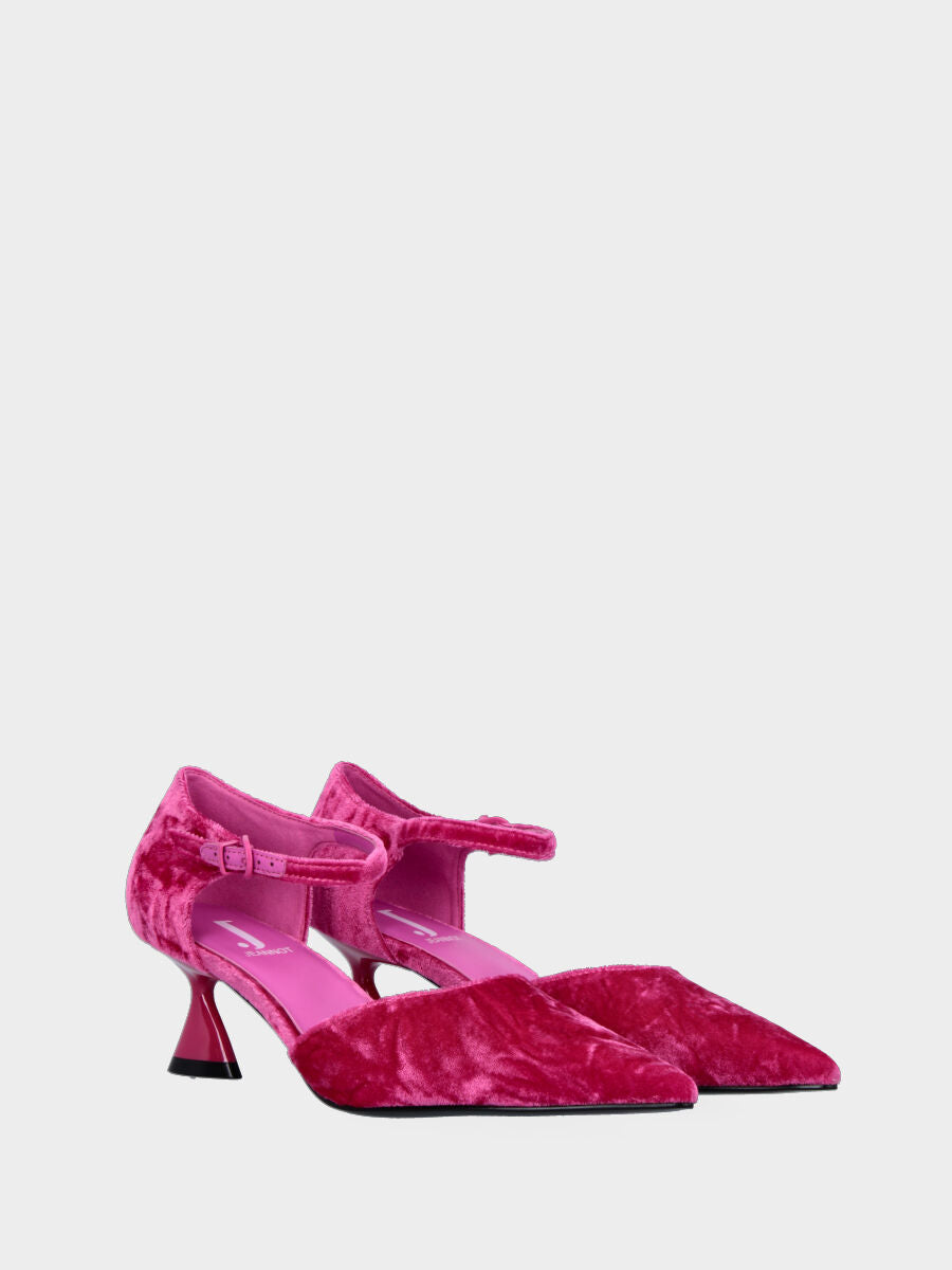 Décolleté fucsia in velluto a bebè con tacco a rocchetto