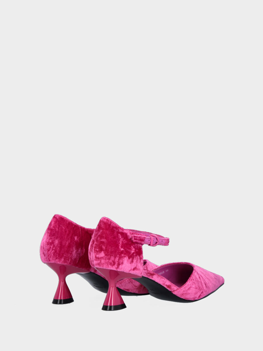 Décolleté fucsia in velluto a bebè con tacco a rocchetto