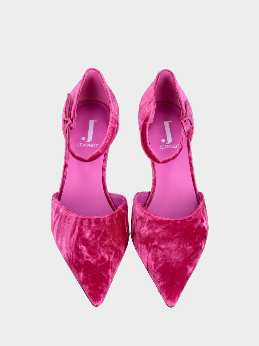 Décolleté fucsia in velluto a bebè con tacco a rocchetto