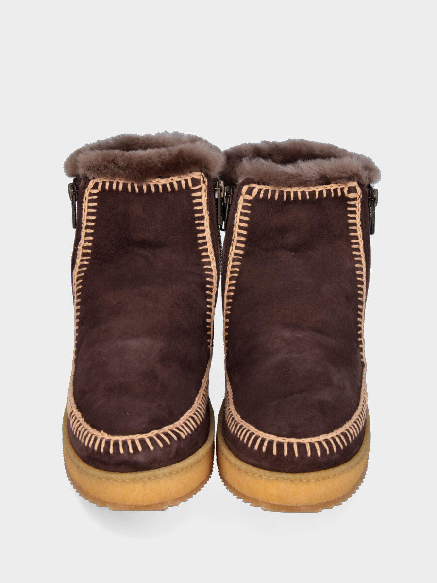 Stivaletto testa di moro in pelle con fodera di pelo