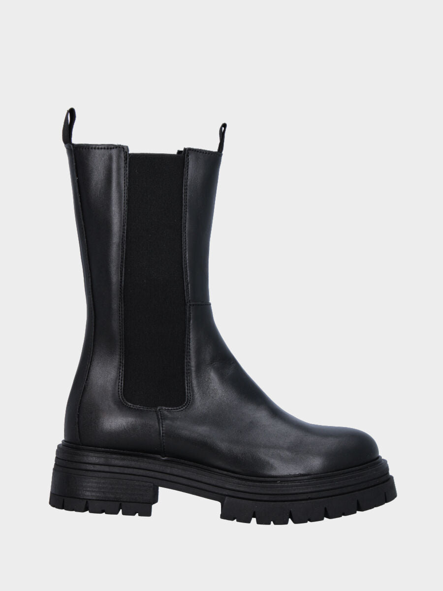 Botte de combat noire en cuir avec semelle monobloc