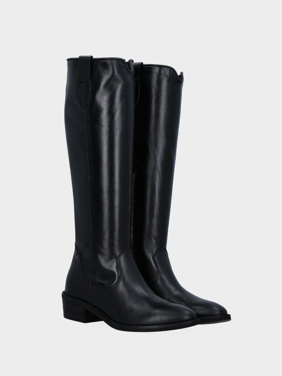 Schwarzer Lederstiefel mit halbem Schaft