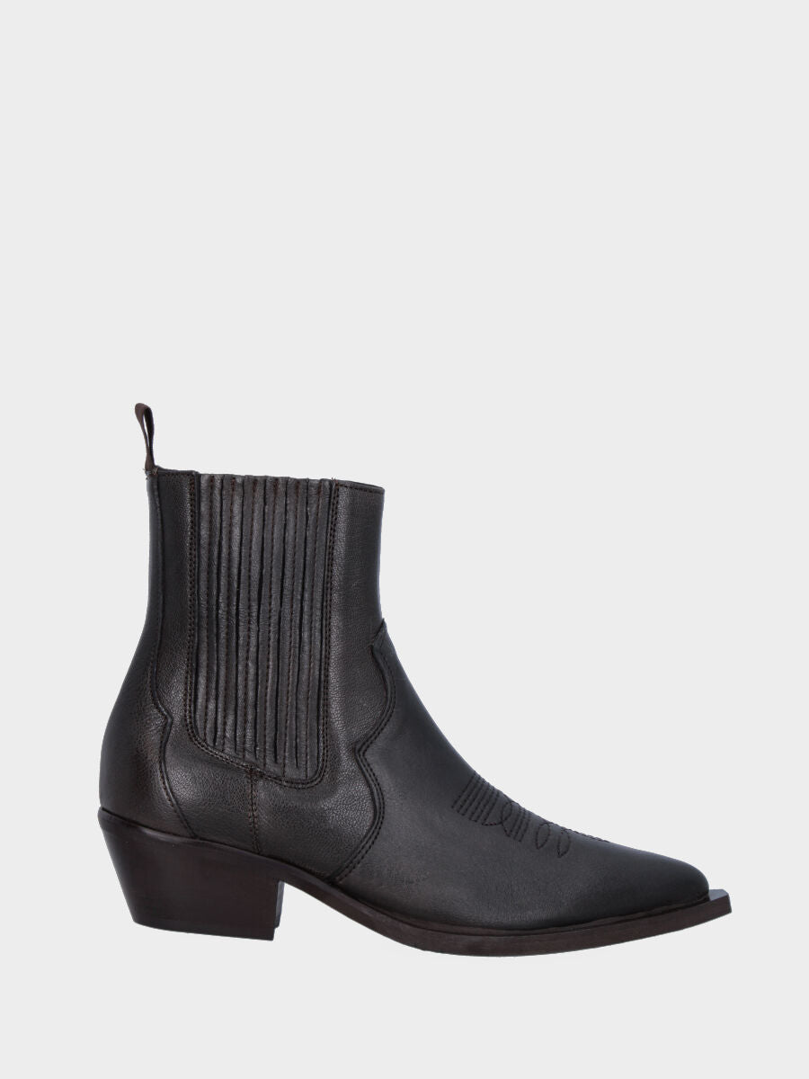 Campero bas marron en cuir avec élastiques latéraux