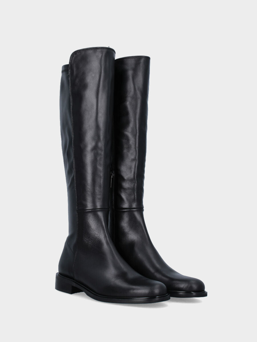 Stivale nero in pelle pull-on con retro elasticizzato