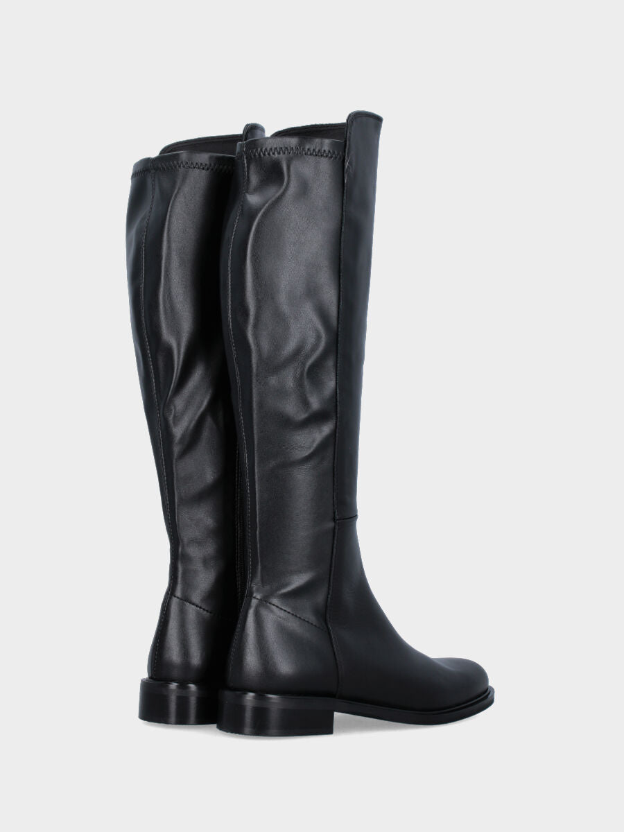 Stivale nero in pelle pull-on con retro elasticizzato