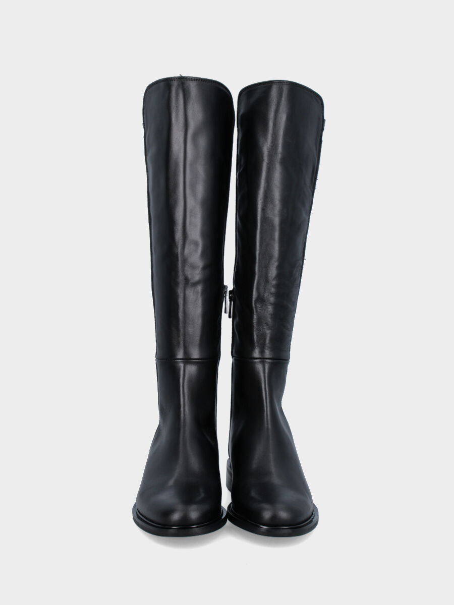 Stivale nero in pelle pull-on con retro elasticizzato