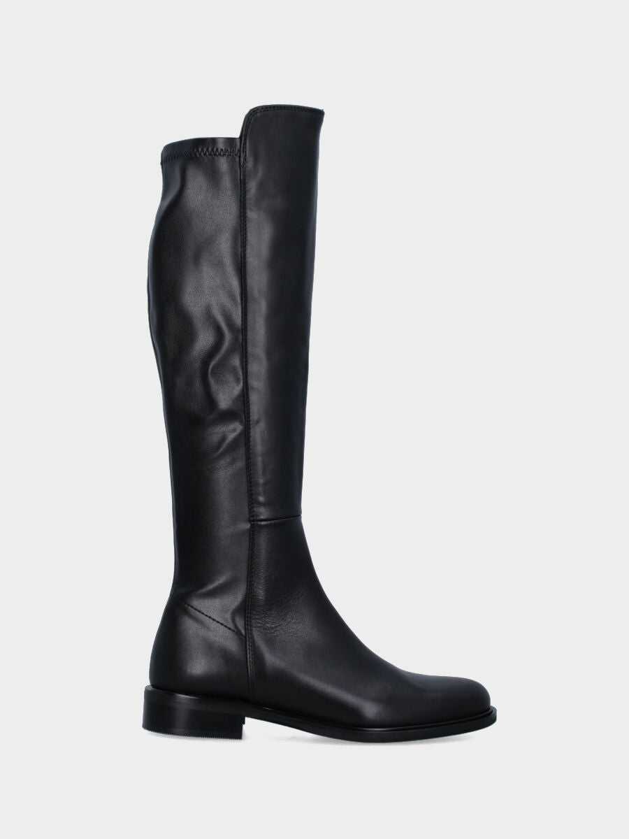 Stivale nero in pelle pull-on con retro elasticizzato